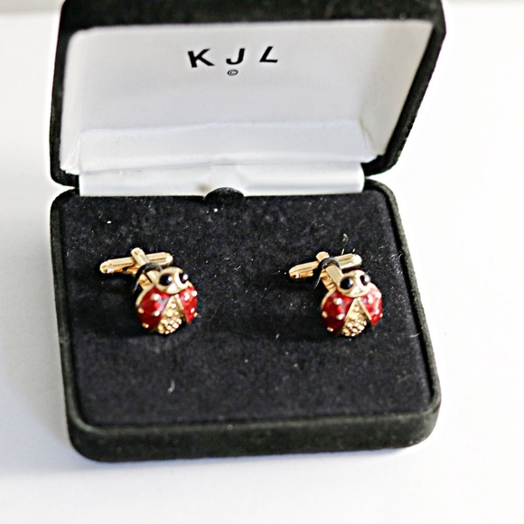 Vintage Kenneth Jay Lane Ladybug Cufflinks NIB - Picture 1 of 3
